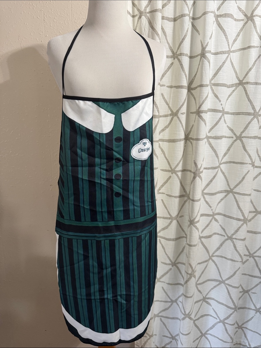 Green and Black Striped Halter Mini Apron